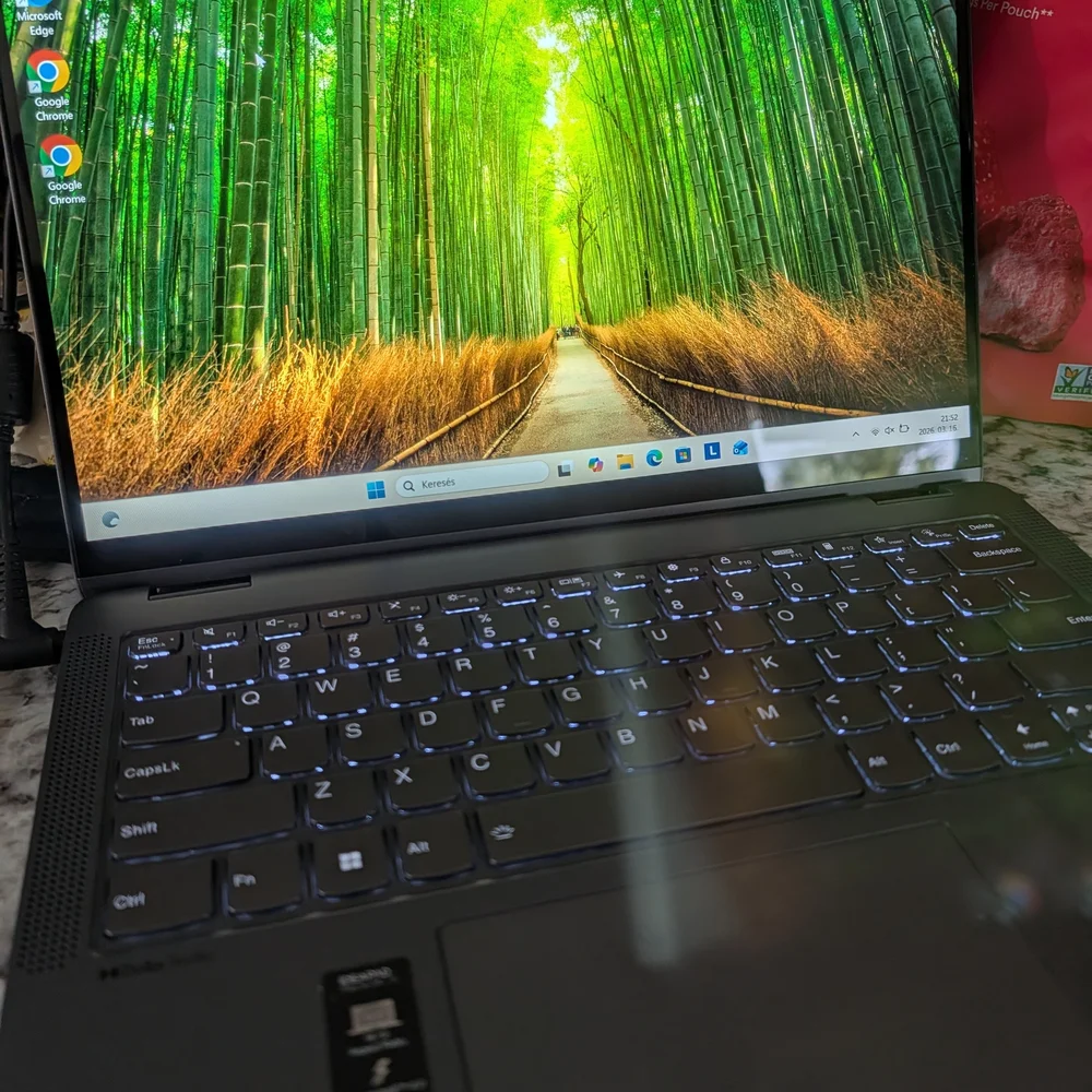Lenovo Black Laptop with Blue Backlit Keyboard